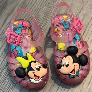 [Mini Melissa] Pink Disney Sandals with Mickey and Minnie